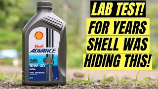 SHELL ADVANCE ULTRA 4T 10W40 LAB TEST REVIEW APACHE FZ HONDA BEST SYNTHETIC ENGINE OIL MOTUL 7100 [upl. by Einre]