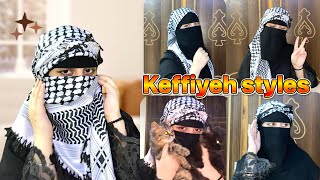 How to wear keffiyeh on hijabniqab✨ shemagh tutorials in different styles😍Arabic scarf styles [upl. by Aicyla]