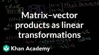 Matrix vector products as linear transformations  Linear Algebra  Khan Academy [upl. by Adnyleb706]