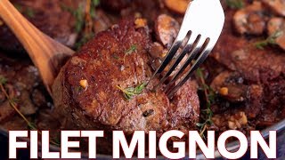 How To Cook Perfect Filet Mignon Recipe in Mushroom Cream Sauce [upl. by Vihs2]