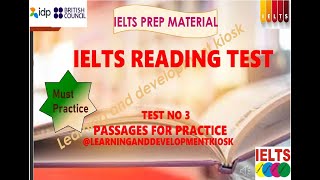 IELTS Reading Practice Test no 3  2024 with Answers  Test No  3  Practice Passage [upl. by Alexandros571]