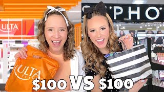 ULTA 🧡🤍 VS SEPHORA 🖤🤍 100 SHOPPING CHALLENGE WHICH IS BETTER [upl. by Atolrac]