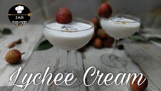 Lychee Cream  Easy amp Quick Dessert Recipe  लीची क्रीम  Litchi Delight Dessert  Jas Food Court [upl. by Akirahs]