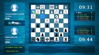 Analyse du jeu d échecs  Guest48651609  daviddu30 01 par ChessFriendscom [upl. by Oswell41]