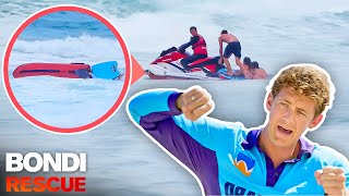 Massive Wave Flips Jet Ski Mid Rescue 😨 [upl. by Arramat]