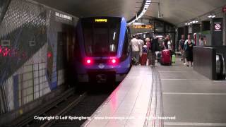 SL Tunnelbana tåg  Metro trains at TCentralen station part I Stockholm Sweden [upl. by Efi602]