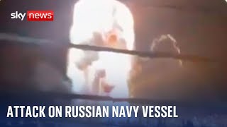 Ukraine claims to have destroyed Russian navy vessel in Crimea  Ukraine war [upl. by Ymmak]