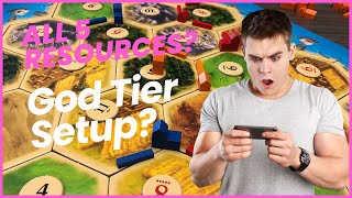 Catan Pro Plays Ranked With BUSTED 5 Resource Setup [upl. by Eillas]