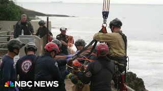 Dramatic rescue after man trapped inside a California cliff for days [upl. by Ahse]