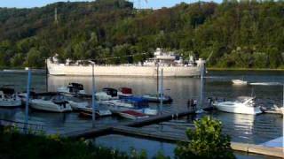 ANCHORS AWEIGH  LST325 SAILS PAST BOATHOUSE RESTAURANT  TORONTO OHIO [upl. by Mussman]