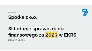 SPRAWOZDANIE FINANSOWE  instrukcja składania krok po kroku  SPÓŁKA Z OO 2024 [upl. by Yeltneb]