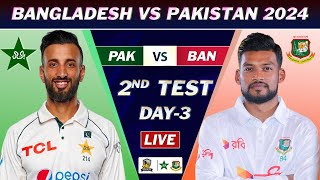 PAKISTAN vs BANGLADESH 1st TEST MATCH DAY 3 LIVE SCORES  PAK vs BAN LIVE COMMENTARY  SESSION 2 [upl. by Vaios163]