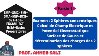 Partie 1 Champ électrique et potentiel crèès par 2 sphères Surface de Gausscharges de 2 sphères [upl. by Nivrac]