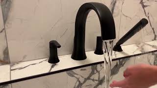 Moen TS983BL Doux Two Handle High Arc Deck Mount Roman Tub Faucet Trim Review [upl. by Finlay]