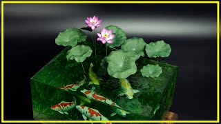 Epoxy Resin Diorama Scenery  Koi Carp and Lotus with Creality HALOTMAGE PRO [upl. by Dena385]