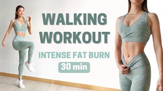 30 MIN WALKING CARDIO WORKOUT  Intense Full Body Fat Burn at Home  Emi [upl. by Doreg732]