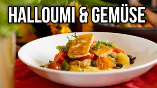 Schnelle Gemüsepfanne mit Halloumi [upl. by Ogirdor]