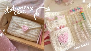 how to crochet a cute stationery case ANY size  beginnerfriendly tutorial [upl. by Menken]