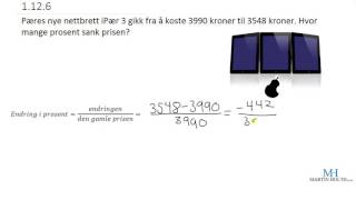 Matematikk 1P  Prøveoppgaver  Prosentregning  1126 [upl. by Niram478]