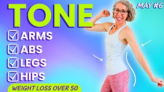 KNEEFRIENDLY No Equipment TONING Workout for Women over 50 👒 MAY 6 [upl. by Warder]