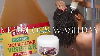 MICROLOCS WASH DAY ROUTINE 2024  APPLE CIDER VINEGAR DETOX RINSE amp DEEP CONDITIONING MY LOCS [upl. by Delcina]