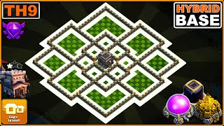 NEW BEST TH9 Base 2023 with COPY LINK  COC Town Hall 9 HybridTrophy Base Design [upl. by Assennej]