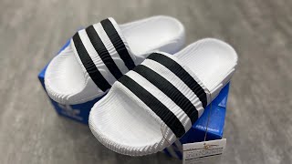 Unbox Closing Adidas Adilette 22 ‘White Black’ IF3668 Review [upl. by Nirek]