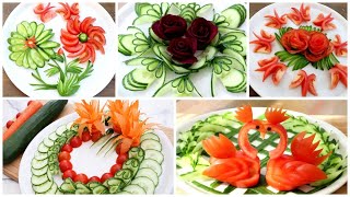 Top 5 Super Salad Decorations Ideas  CucumberTomatoCarrotRed beet Carving Garnish [upl. by Paske968]