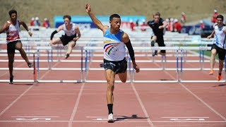 Angers 2019  Record du monde cadets  U18 de Sasha Zhoya en 1287 sur 110 m haies world record [upl. by Bikales]