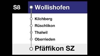 ZVV Ansagen  S8 Pfäffikon SZ – Thalwil – Zürich Wollishofen [upl. by Robenia]