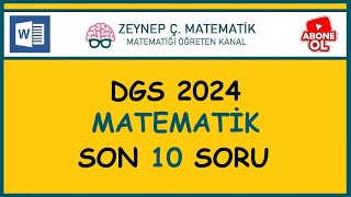 DGS 2024 SINAV ÖNCESİ SON TEKRAR  SON 10 SORU [upl. by Notled]