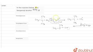 In the reaction below X is Neopentyl alcohol oversetH2SO4rarrX [upl. by Monda]