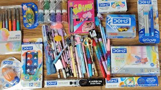 Ultimate Collection of DOMS Stationary Products  BTS Pen  Black pink Watercolor cake  Car eraser [upl. by Ahtan]