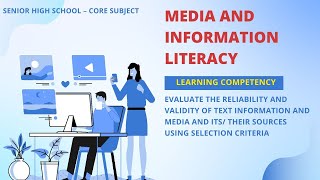 RELIABILITY amp VALIDITY OF TEXT INFORMATION AND MEDIA AND ITS THEIR SOURCES USING SELECTION CRITERIA [upl. by Nesnej95]