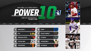 College baseball rankings Arkansas claims top spot in Power 10 [upl. by Adnolaj]