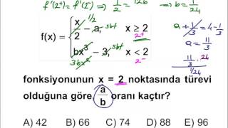 AYT Türev7  Parçalı Fonksiyonların Türevi  AYT  12SINIF [upl. by Kralc]