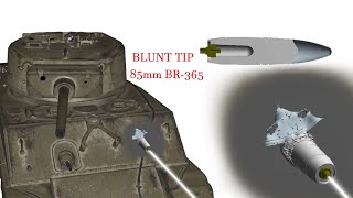 T3485 vs Sherman Jumbo  BR365 Blunt Nose Shell Armor Penetration [upl. by Anenahs]