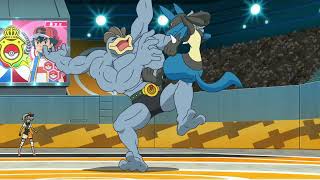 Lucario vs Machamp English Dub Ash vs Bea Pokemon Journeys English Dub [upl. by Averir]