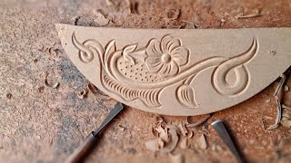 Flowers Wood Carving for beginner design [upl. by Adiesirb]