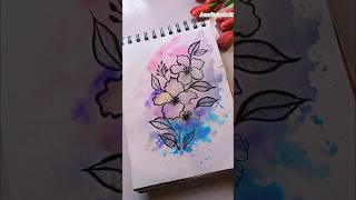 Doms brush pen Boho Art shortsflowers drawing [upl. by Eihs753]