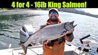 4 for 4  16lb King Salmon Alaskan King Salmon Fishing  Juneau Alaska JUNE 2024 alaska [upl. by Conlee487]