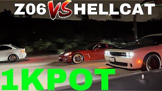 CORVETTE Z06 VS HELLCAT PULLEY 1KPOT mexico racing dodge chevrolet [upl. by Lenrad576]