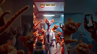 Try to fake hair cat poorcat funny catrescueteam catlover edit animation [upl. by Enilemme]