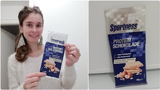 Sportness Protein Schokolade HazelnutWhiteChocolateCrisp [upl. by Maurene884]