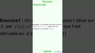 Exercice 001 Dérivation 1BACSEF Maths [upl. by Sauer163]