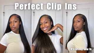 Seamless Clip Ins Tutorial  Natural SewIn Look [upl. by Anahgem514]