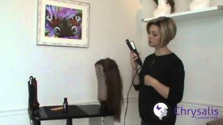 Using a Flat Iron on a Human Hair Wig Presented by Chrysalis Custom Hair [upl. by Annaihr]