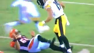 Vontaze Burfict Carted Off On Stretcher After Taking Cheap Shot By JuJu Smith Schuster [upl. by Ymereg]