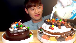 ASMR 우유폭포 떨어진 🍫 초코 오레오 케이크 먹방 Milk Falls With Chocolate Cake Oreo Cake MuKBang [upl. by Niwdog]