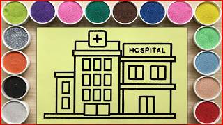 Relaxing sand painting the school police and hospital  Easy painting with sand Chim Xinh channel [upl. by Nilak]